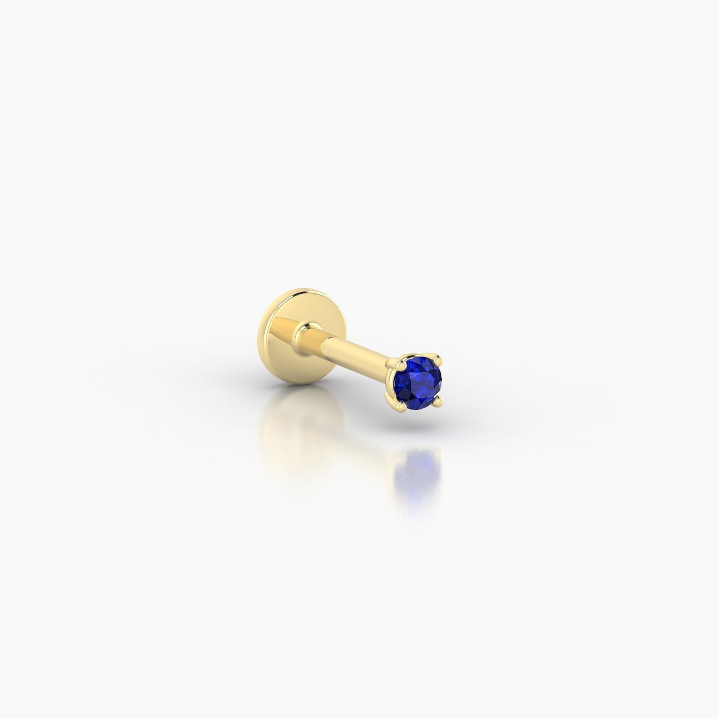 Nut | 18k Yellow Gold 6.5 mm 2 mm Round Sapphire Nostril Piercing