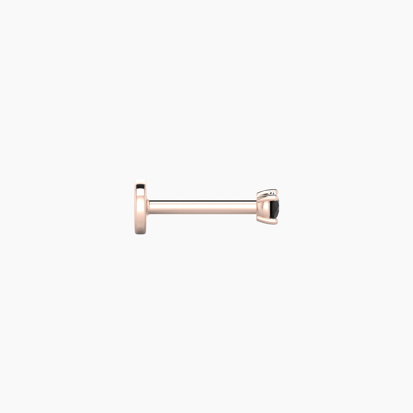 Nut | 18k Rose Gold 6.5 mm 2 mm Round Black Diamond Nostril Piercing