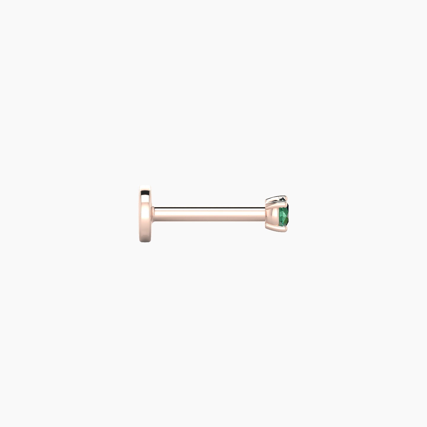 Nut | 18k Rose Gold 6.5 mm 2 mm Round Emerald Nostril Piercing