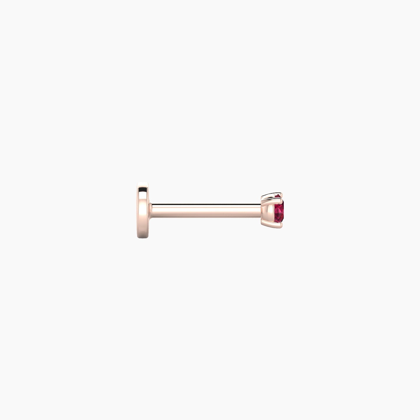 Nut | 18k Rose Gold 6.5 mm 2 mm Round Ruby Nostril Piercing