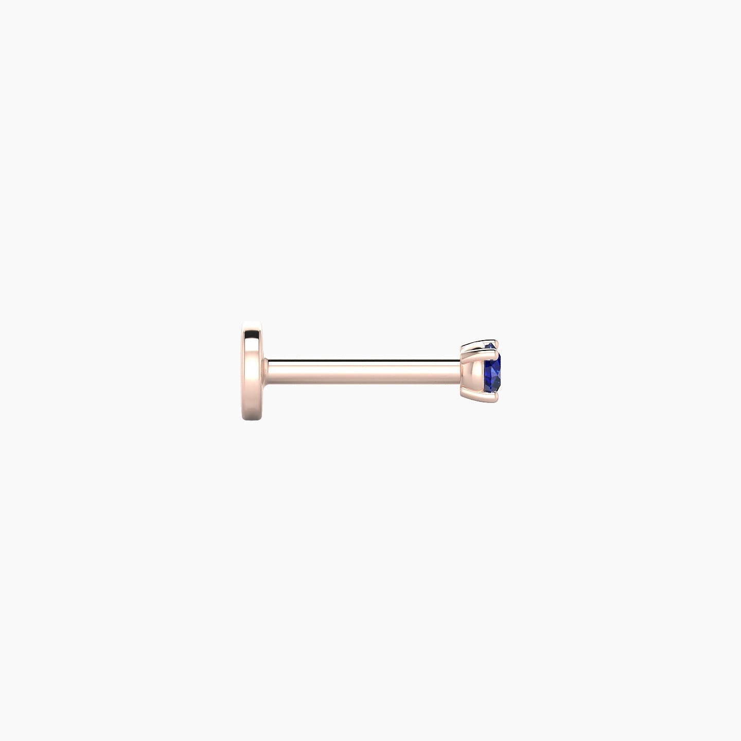 Nut | 18k Rose Gold 6.5 mm 2 mm Round Sapphire Nostril Piercing