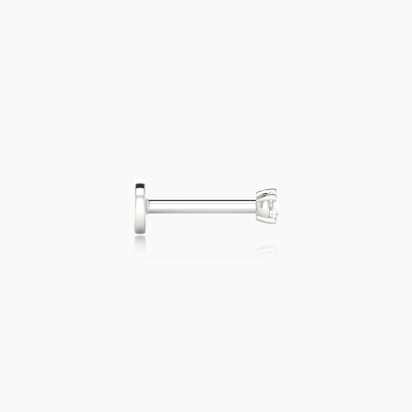 Nut | 18k White Gold 2 mm 6.5 mm Round Diamond Nostril Piercing