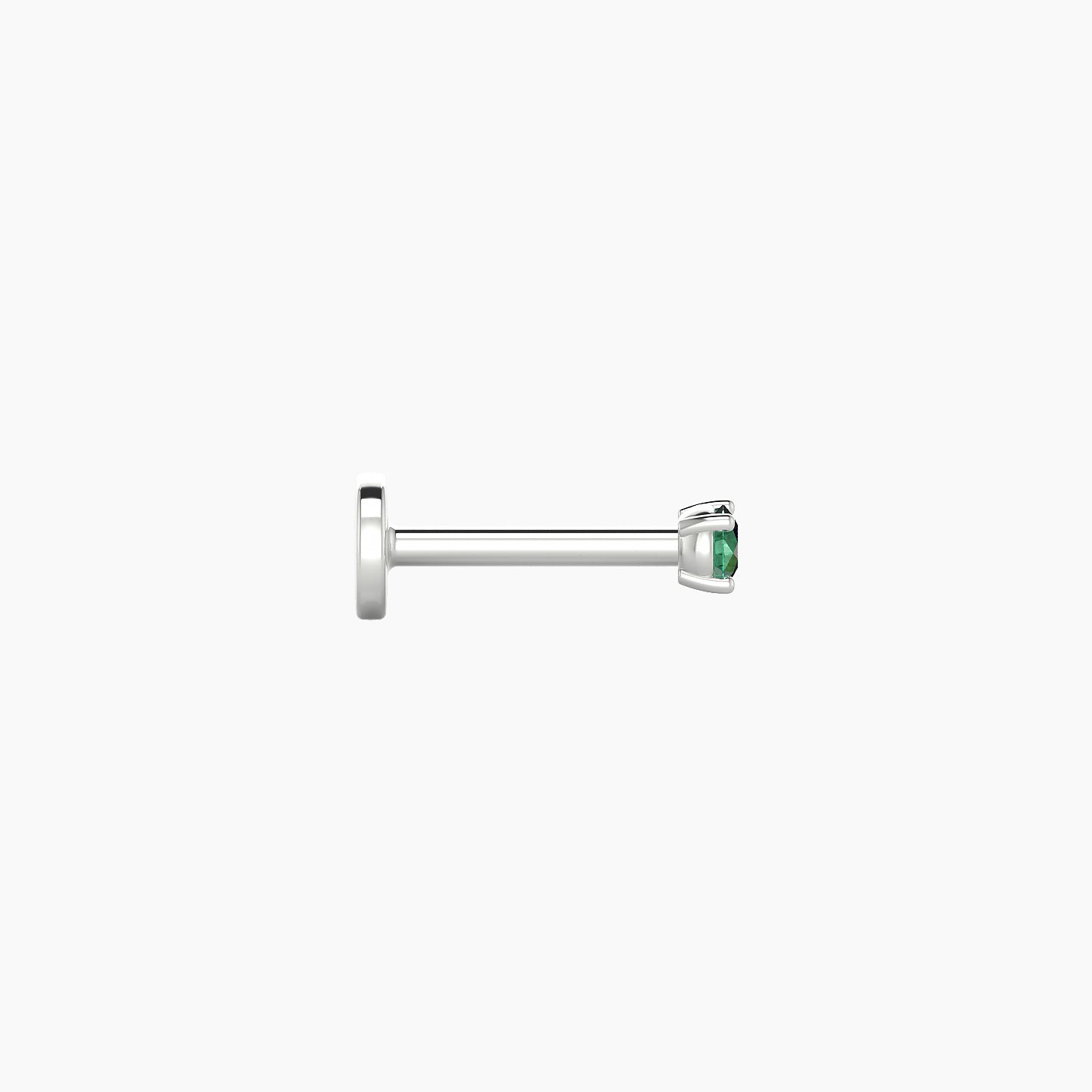 Nut | 18k White Gold 6.5 mm 2 mm Round Emerald Nostril Piercing