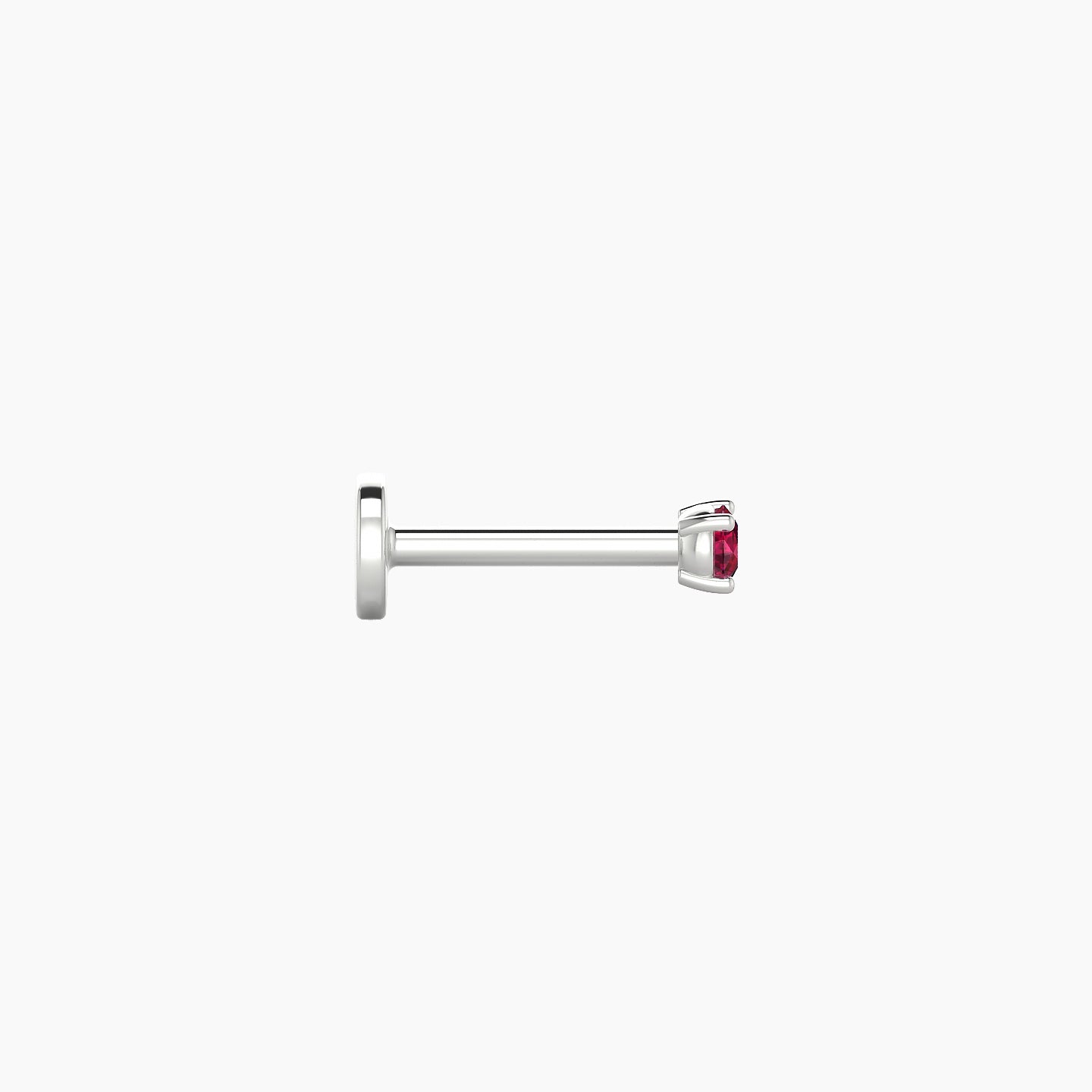 Nut | 18k White Gold 6.5 mm 2 mm Round Ruby Nostril Piercing