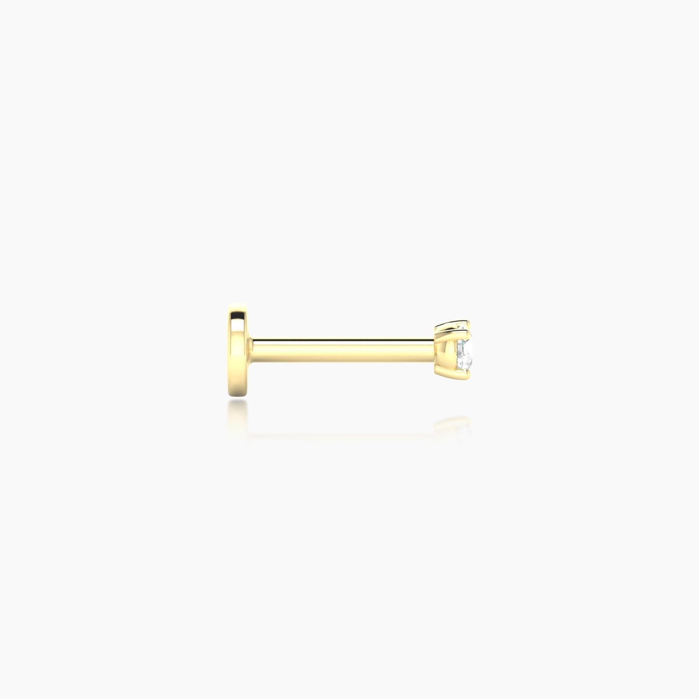 Nut | 18k Yellow Gold 2 mm 6.5 mm Round Diamond Nostril Piercing