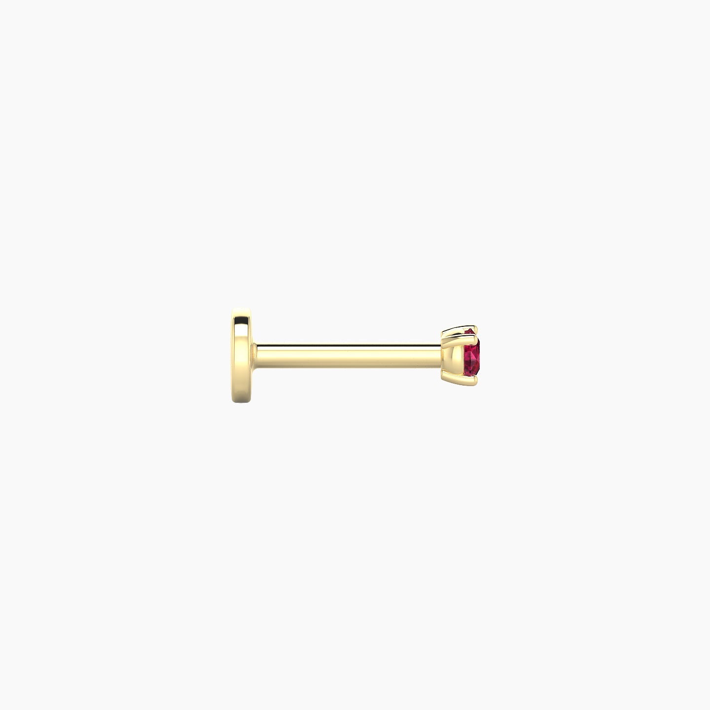 Nut | 18k Yellow Gold 6.5 mm 2 mm Round Ruby Nostril Piercing