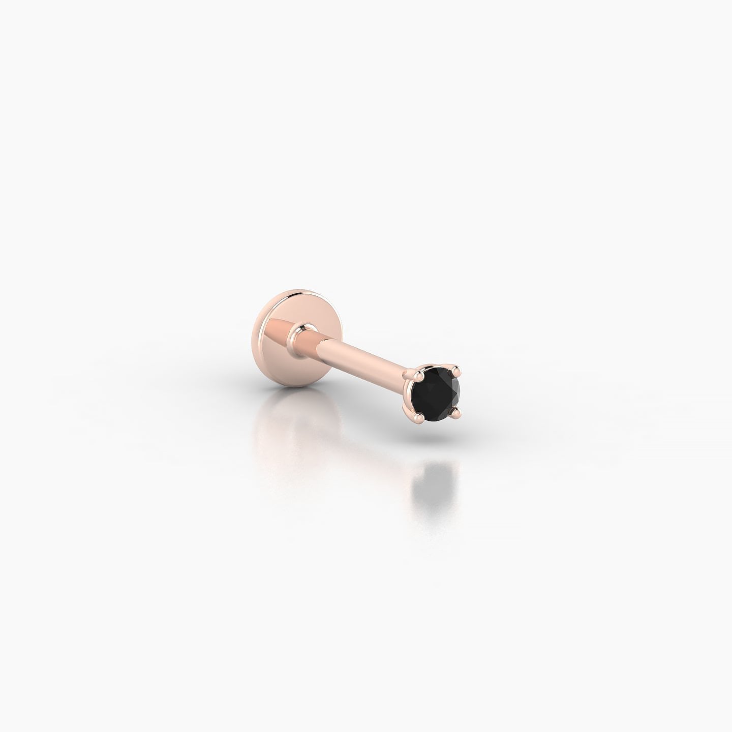 Nut | 18k Rose Gold 8 mm 2 mm Round Black Diamond Nostril Piercing