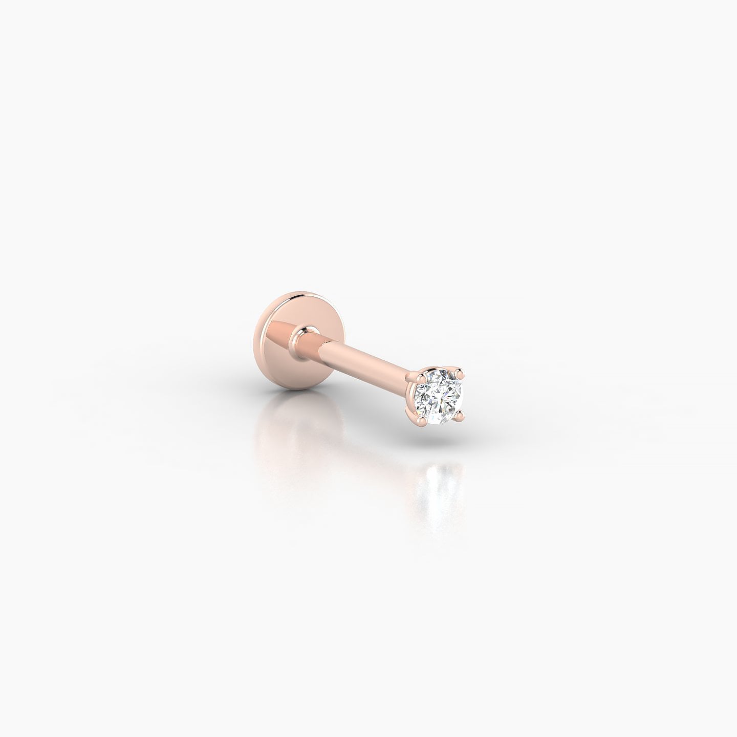 Nut | 18k Rose Gold 2 mm 8 mm Round Diamond Nostril Piercing