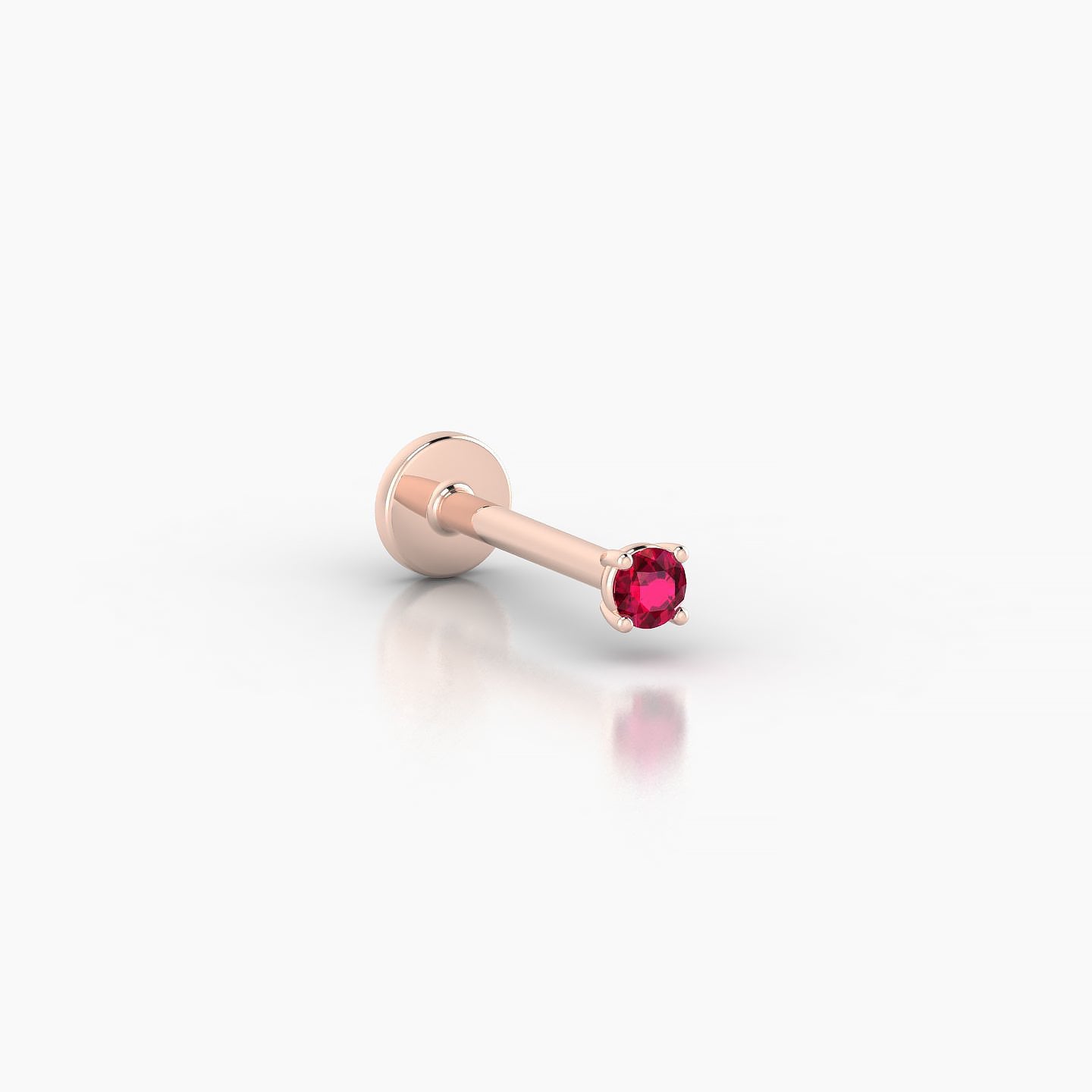 Nut | 18k Rose Gold 8 mm 2 mm Round Ruby Nostril Piercing