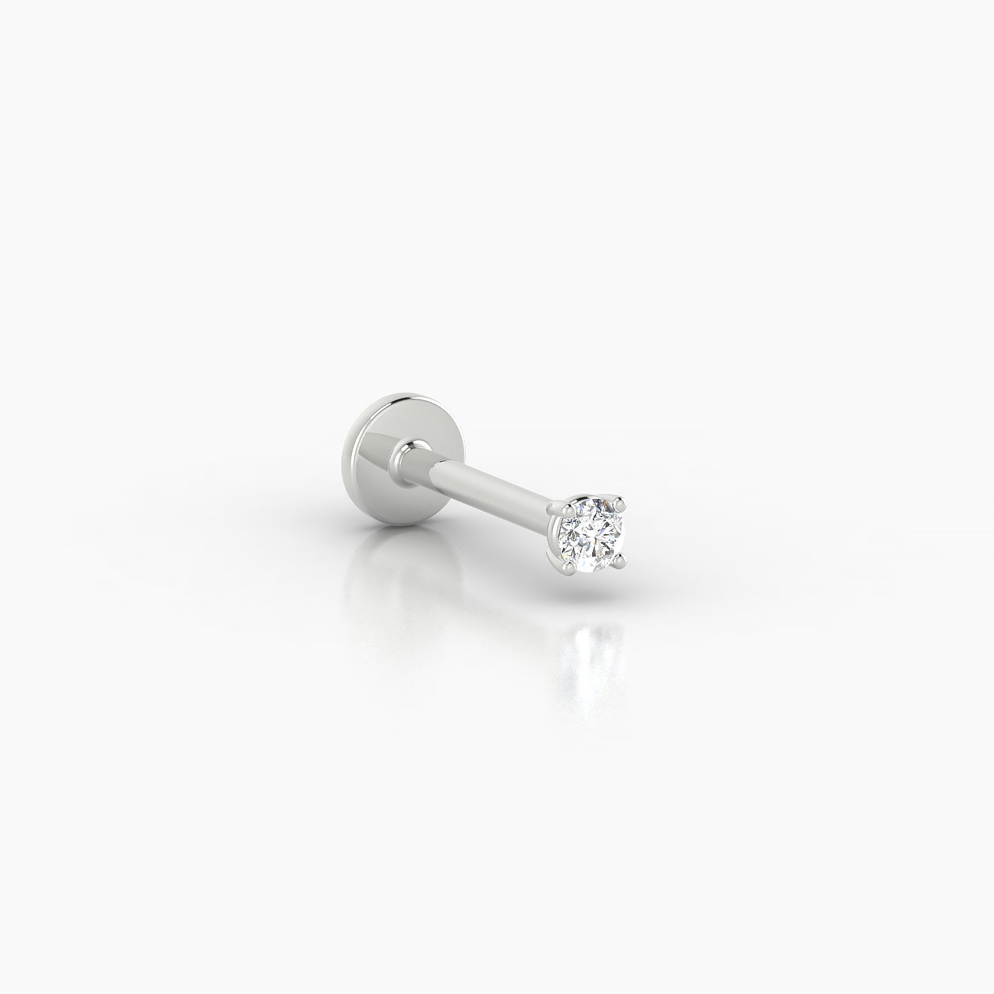 Nut | 18k White Gold 2 mm 8 mm Round Diamond Nostril Piercing