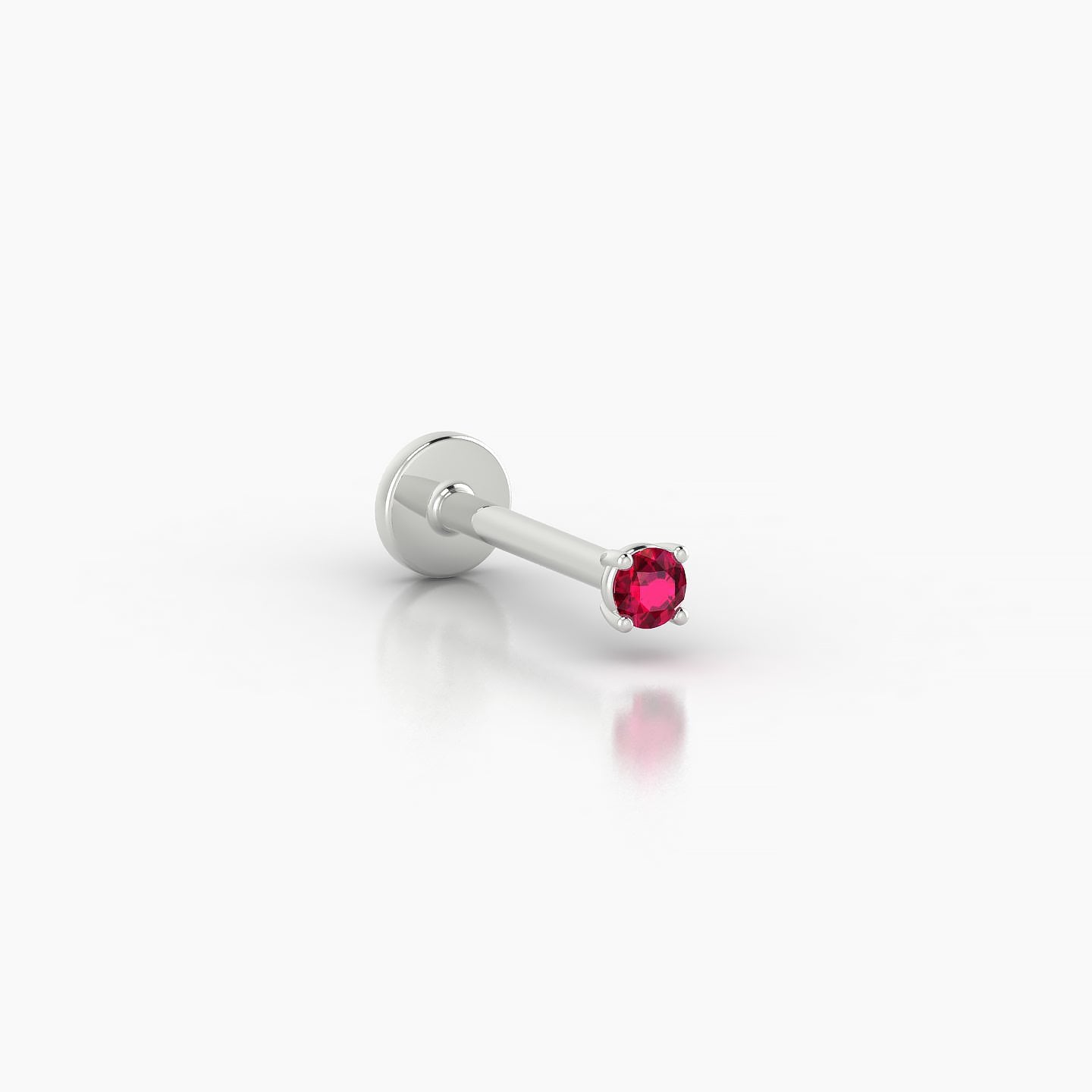 Nut | 18k White Gold 8 mm 2 mm Round Ruby Nostril Piercing