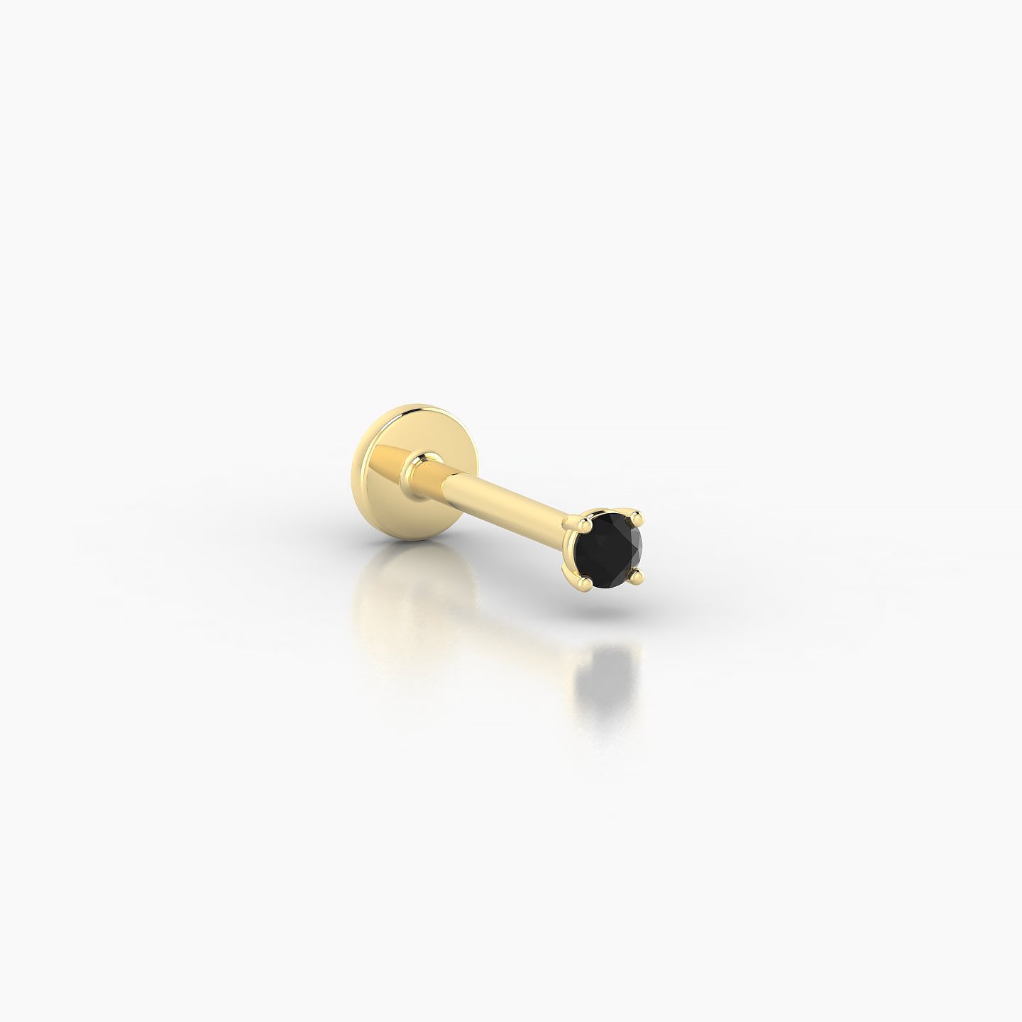 Nut | 18k Yellow Gold 8 mm 2 mm Round Black Diamond Nostril Piercing