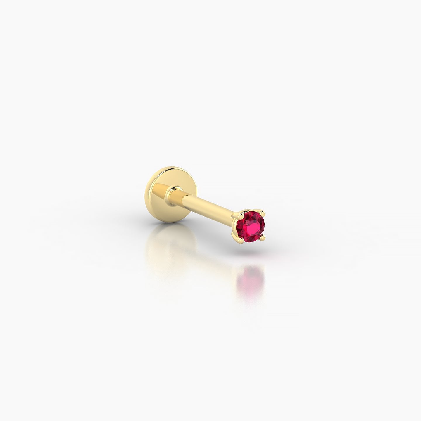 Nut | 18k Yellow Gold 8 mm 2 mm Round Ruby Nostril Piercing