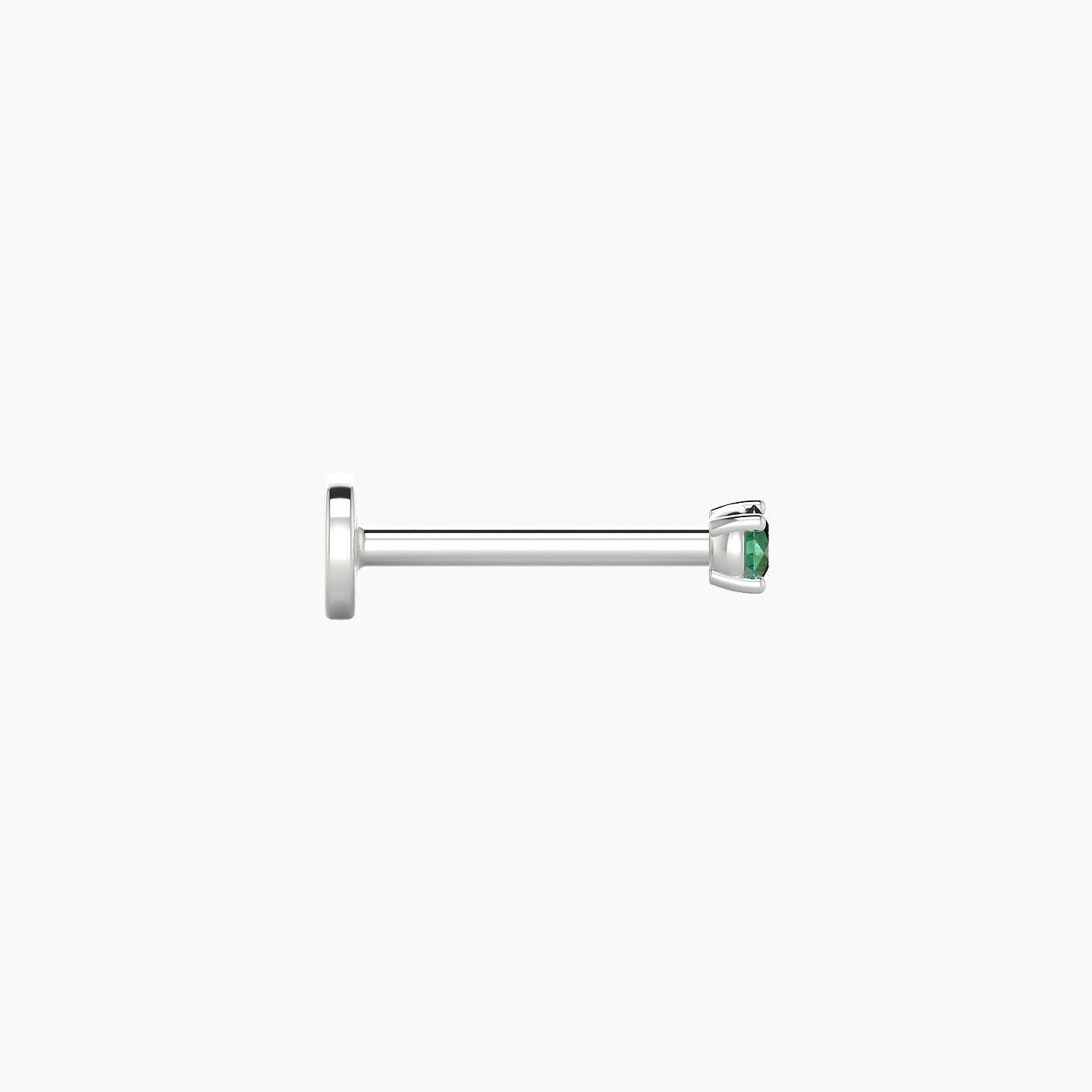 Nut | 18k White Gold 8 mm 2 mm Round Emerald Nostril Piercing