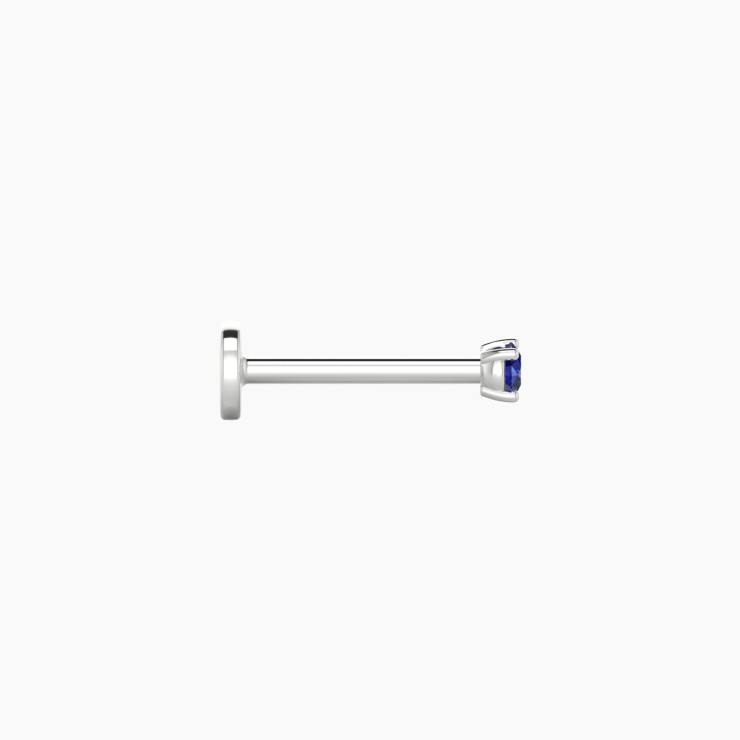 Nut | 18k White Gold 8 mm 2 mm Round Sapphire Nostril Piercing