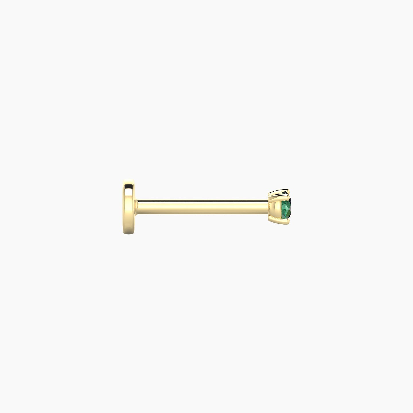 Nut | 18k Yellow Gold 8 mm 2 mm Round Emerald Nostril Piercing