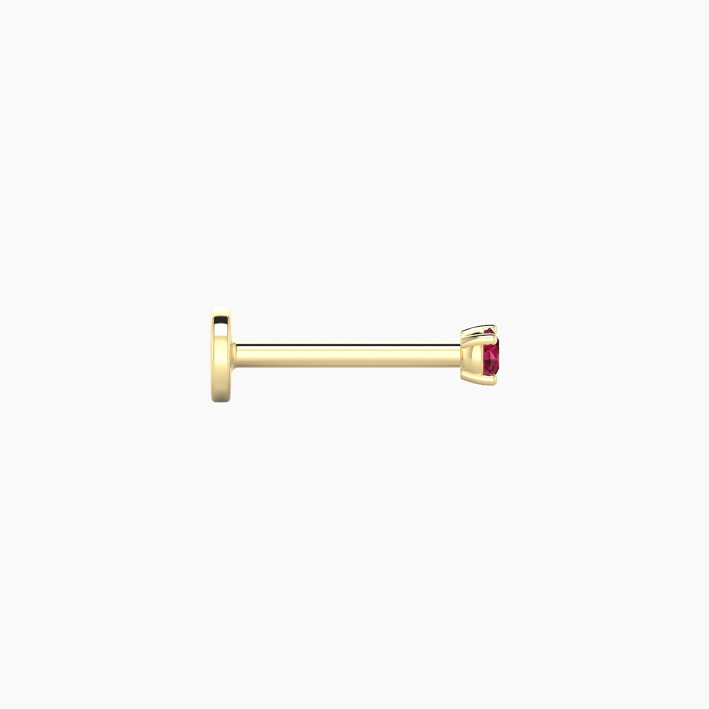 Nut | 18k Yellow Gold 8 mm 2 mm Round Ruby Nostril Piercing