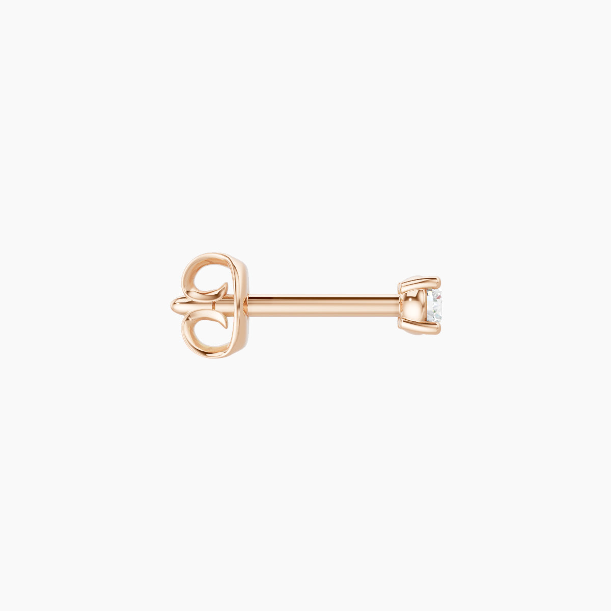 Nut | 18k Rose Gold 2 mm Round Diamond Earring
