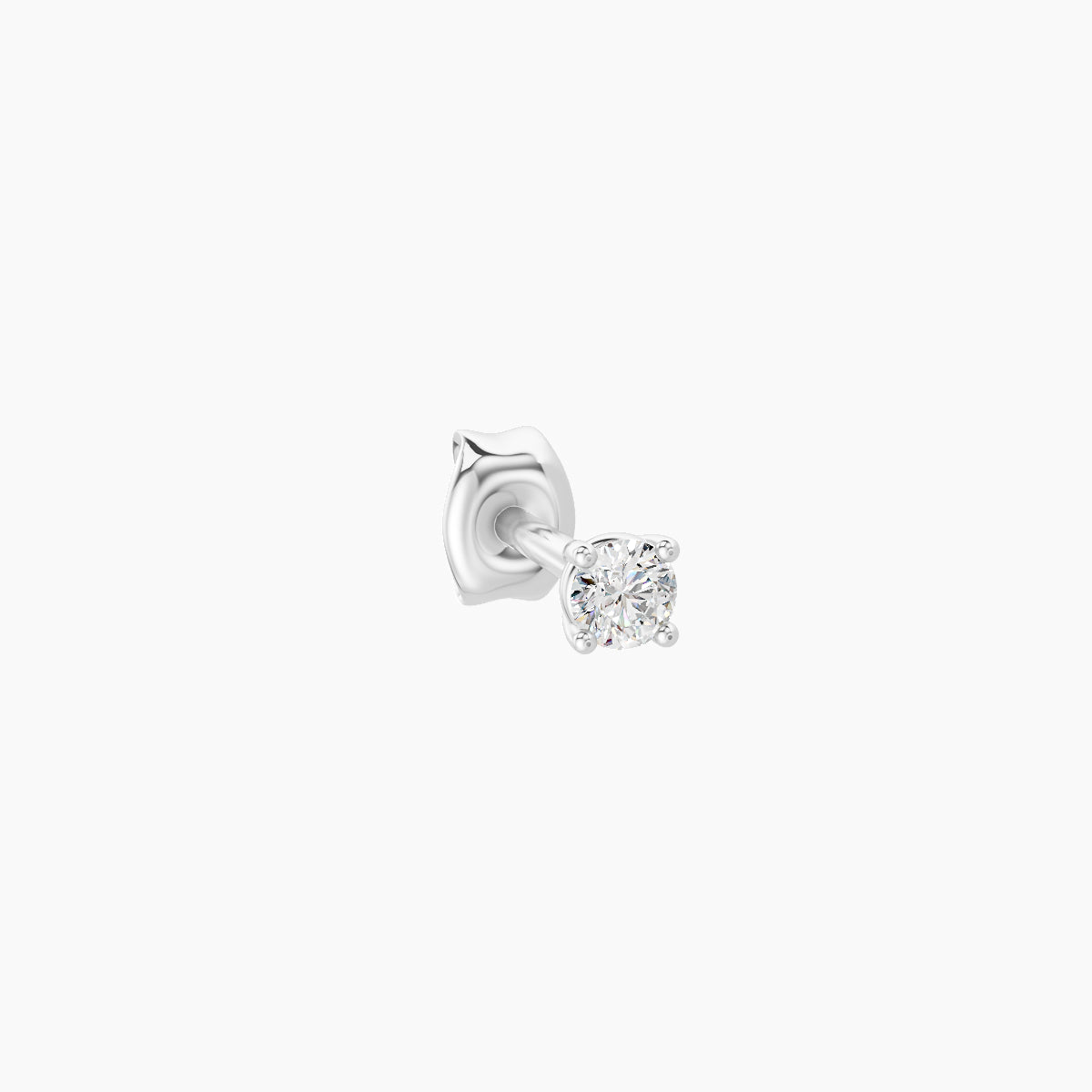 Nut | 18k White Gold 2 mm Round Diamond Earring