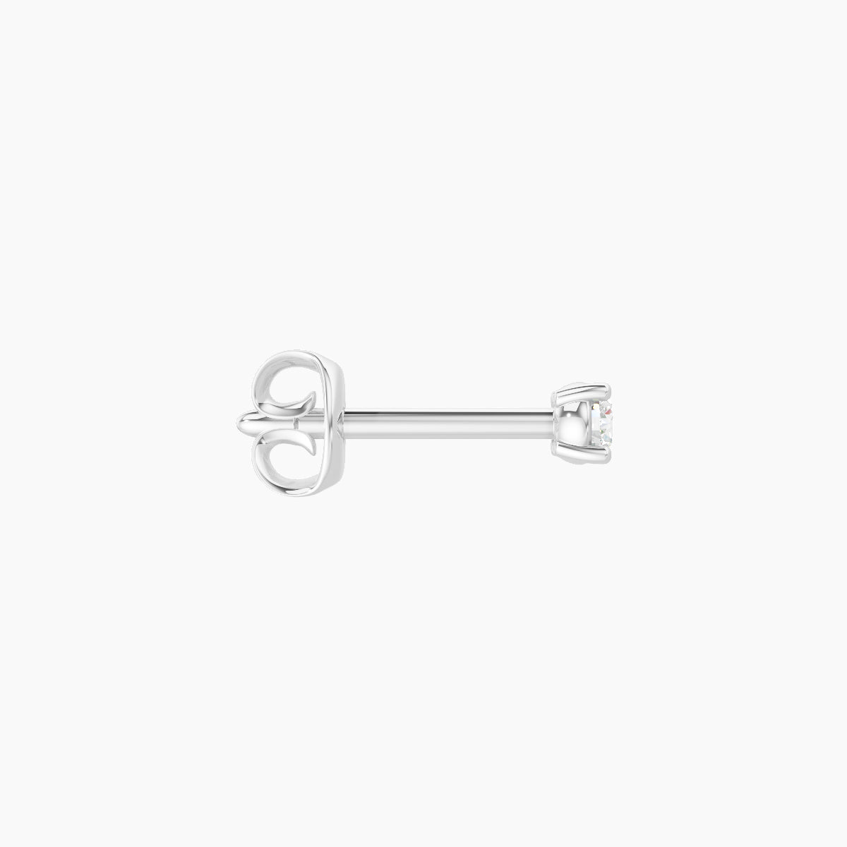 Nut | 18k White Gold 2 mm Round Diamond Earring