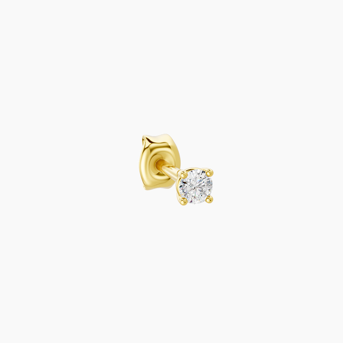 Nut | 18k Yellow Gold 2 mm Round Diamond Earring