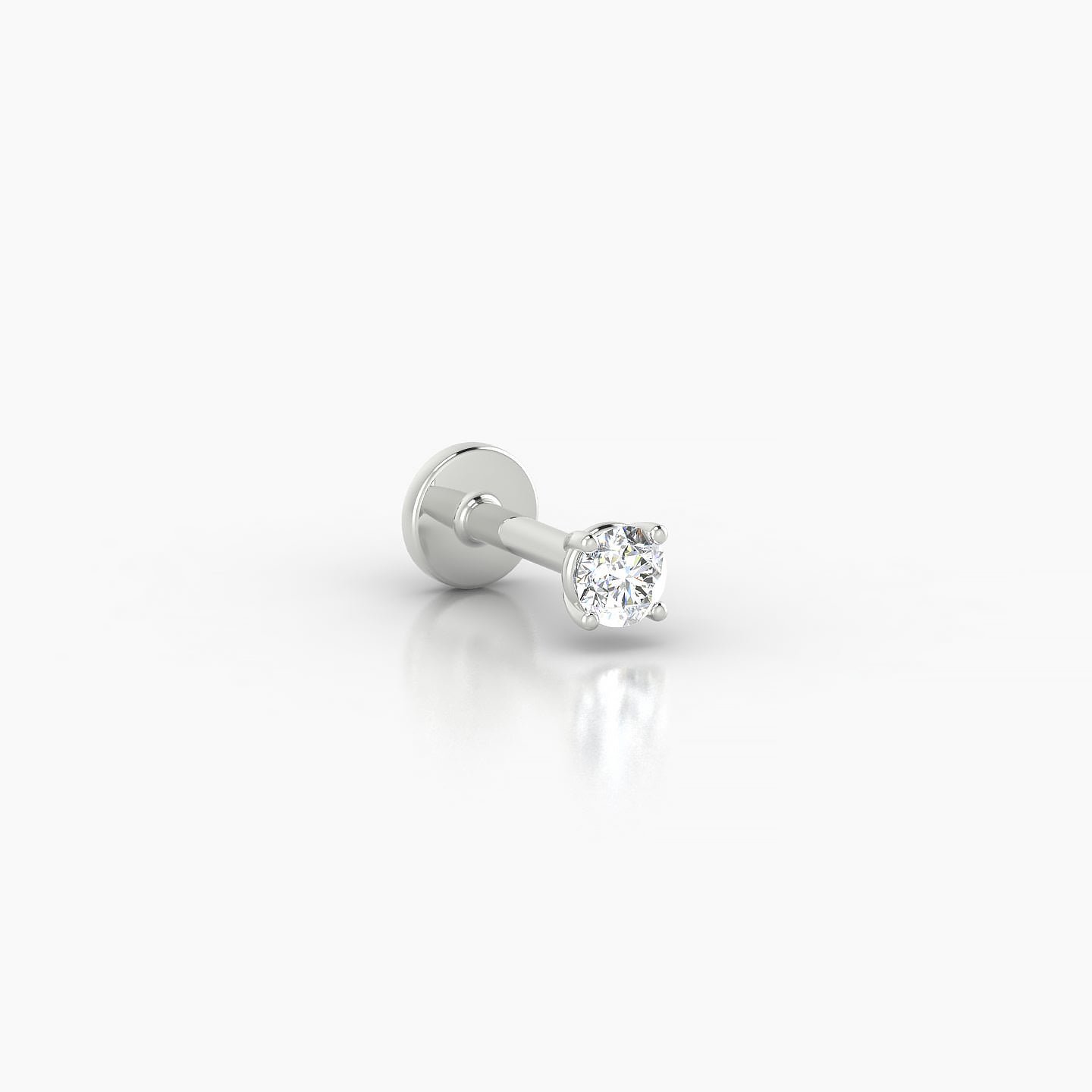 Nut | 18k White Gold 2.5 mm 5 mm Round Diamond Nostril Piercing