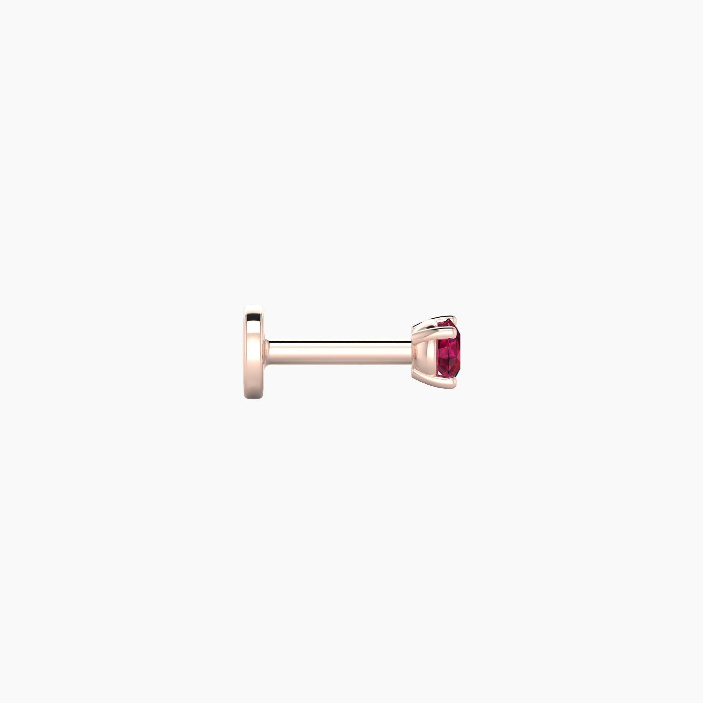 Nut | 18k Rose Gold 5 mm 2.5 mm Round Ruby Nostril Piercing