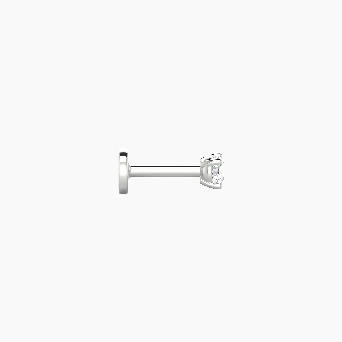 Nut | 18k White Gold 2.5 mm 5 mm Round Diamond Nostril Piercing