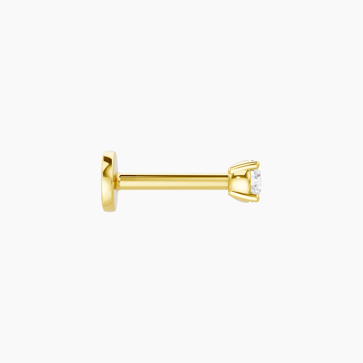Nut | 18k Yellow Gold 2.5 mm 6.5 mm Round Diamond Nose Piercing
