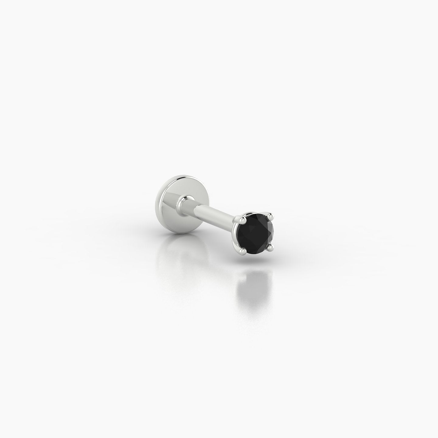 Nut | 18k White Gold 6.5 mm 2.5 mm Round Black Diamond Nostril Piercing