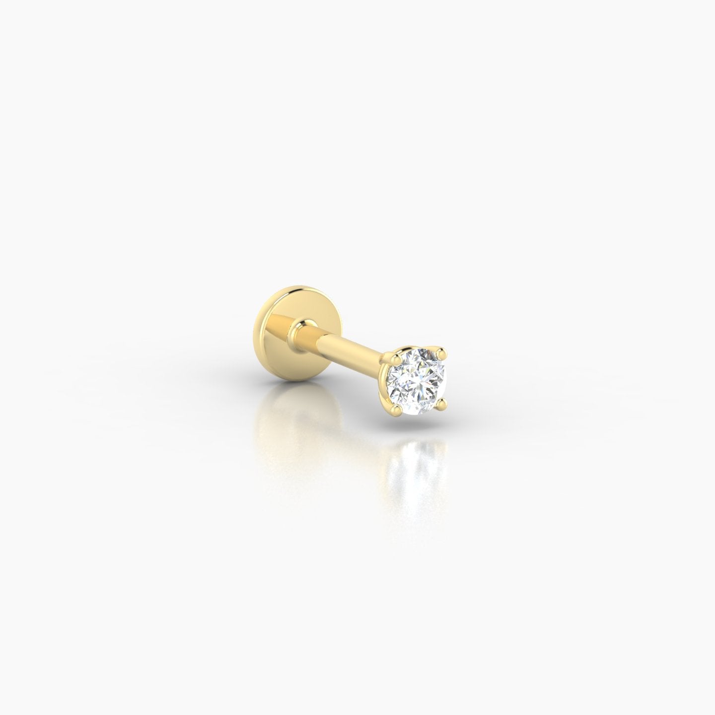 Nut | 18k Yellow Gold 2.5 mm 6.5 mm Round Diamond Nostril Piercing