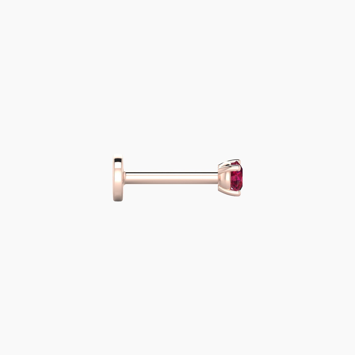 Nut | 18k Rose Gold 6.5 mm 2.5 mm Round Ruby Nostril Piercing