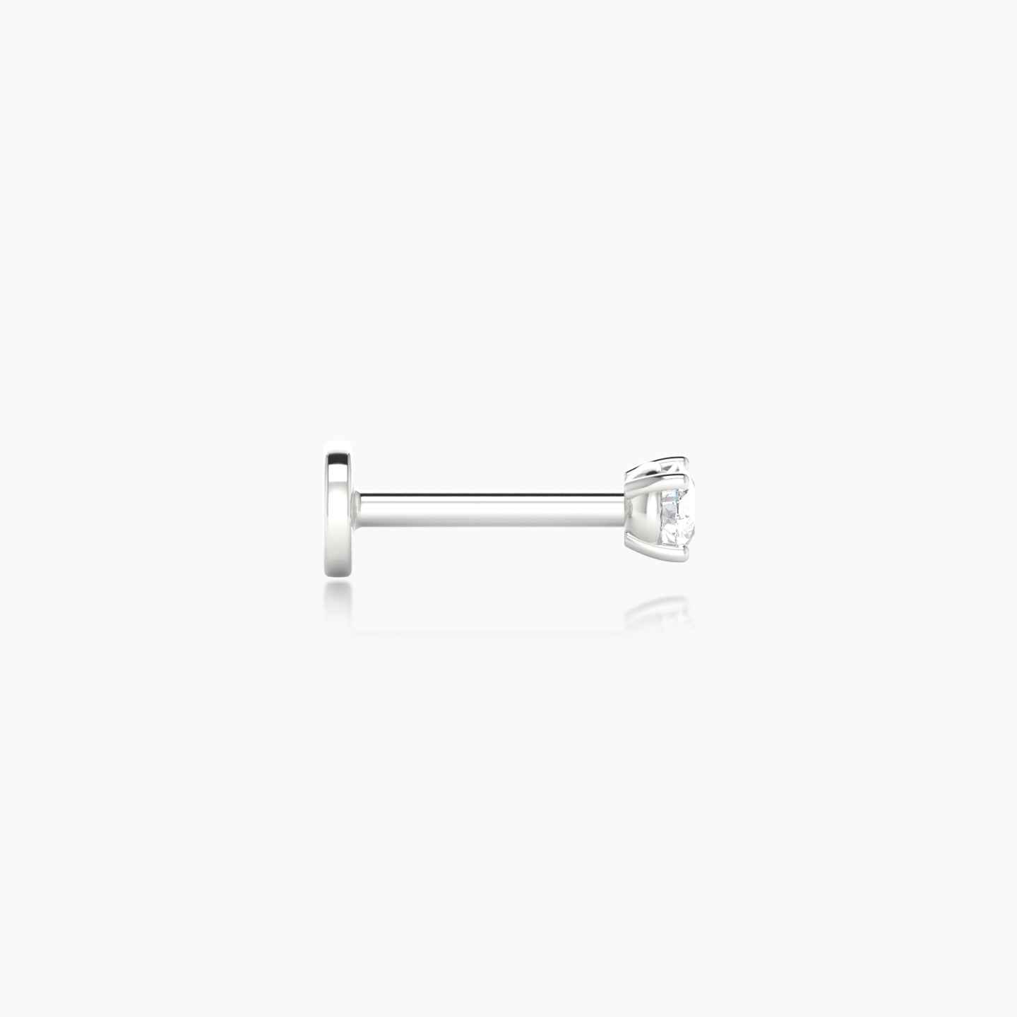 Nut | 18k White Gold 2.5 mm 6.5 mm Round Diamond Nostril Piercing