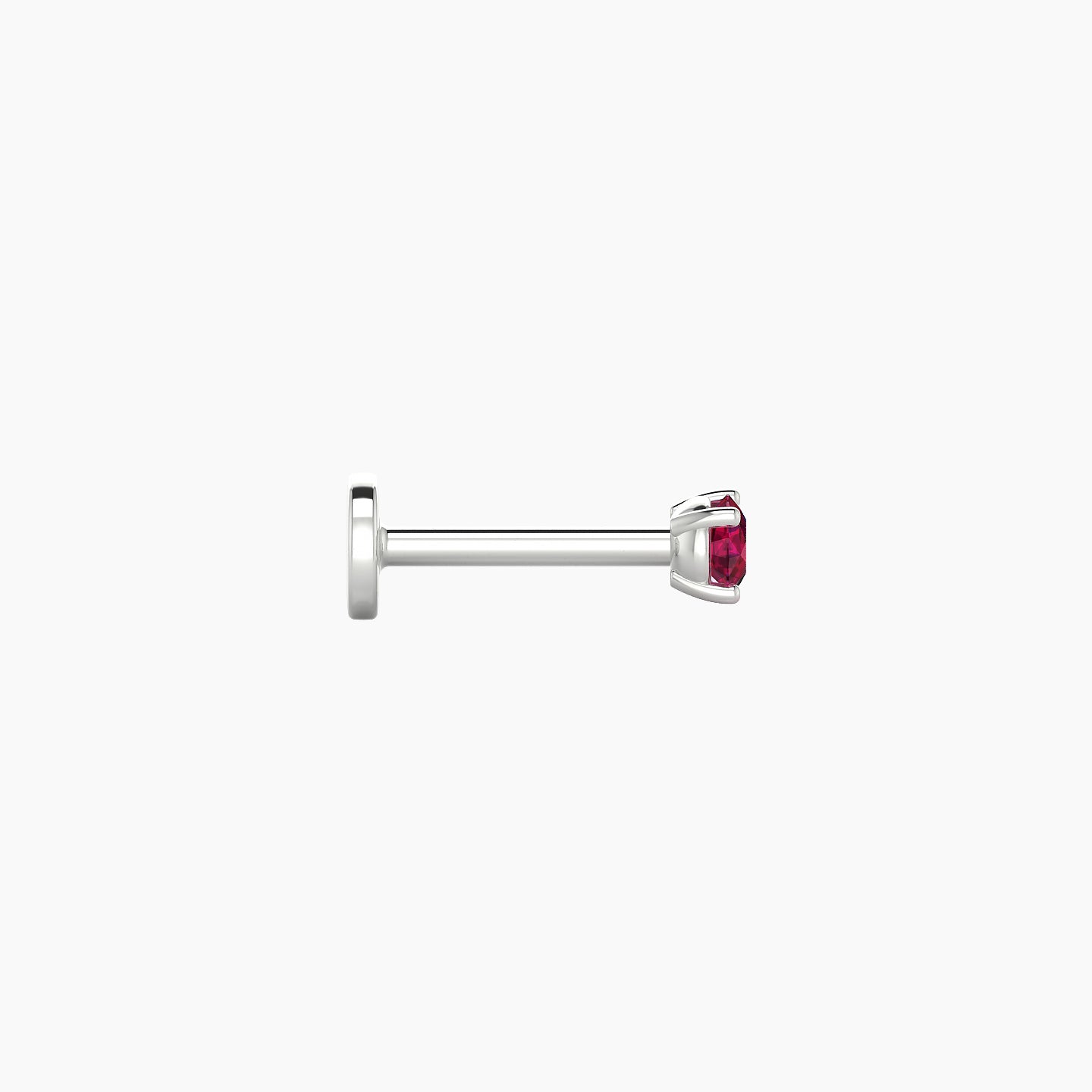 Nut | 18k White Gold 6.5 mm 2.5 mm Round Ruby Nostril Piercing