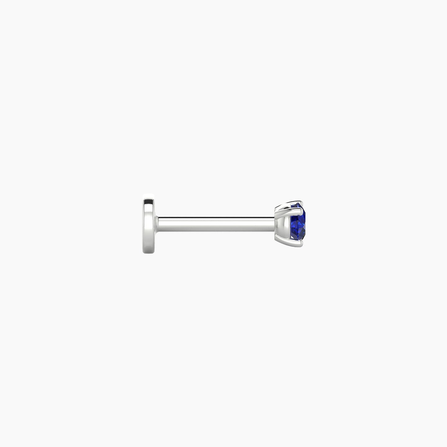 Nut | 18k White Gold 6.5 mm 2.5 mm Round Sapphire Nostril Piercing