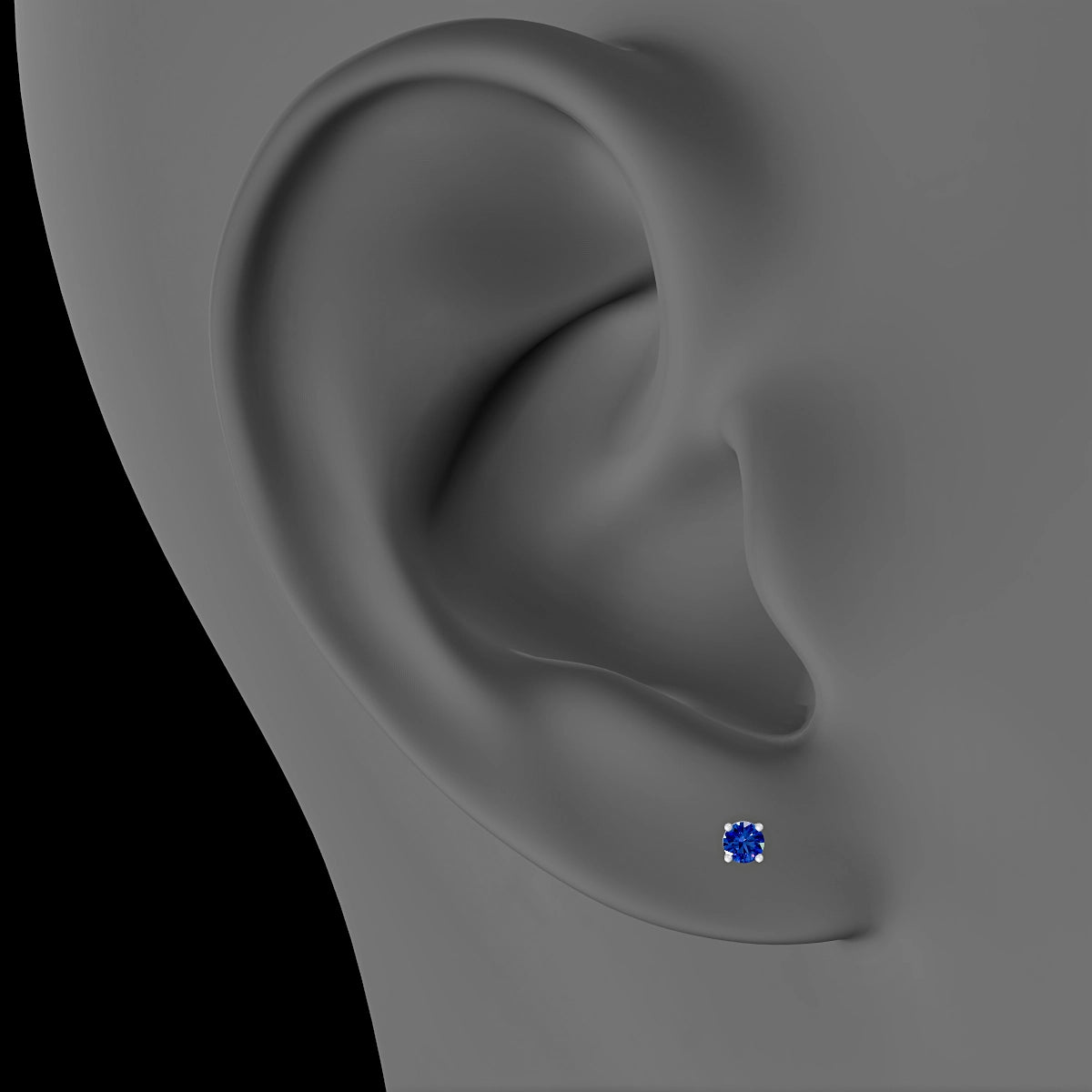 Nut | 18k White Gold 6.5 mm 2.5 mm Round Sapphire Piercing