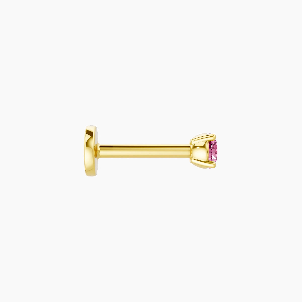 Nut | 18k Yellow Gold 6.5 mm 2.5 mm Round Pink Sapphire Piercing