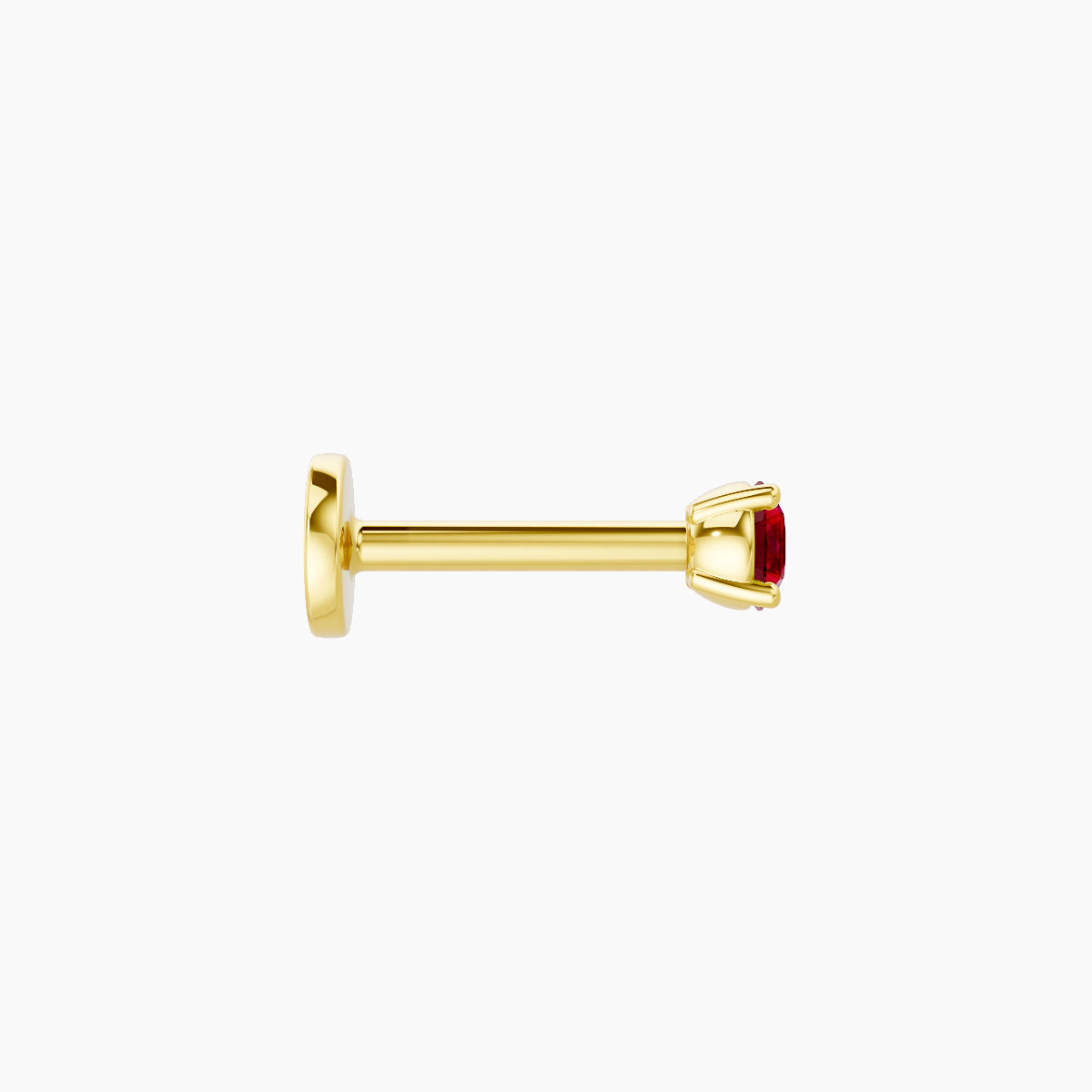 Nut | 18k Yellow Gold 6.5 mm 2.5 mm Round Ruby Piercing