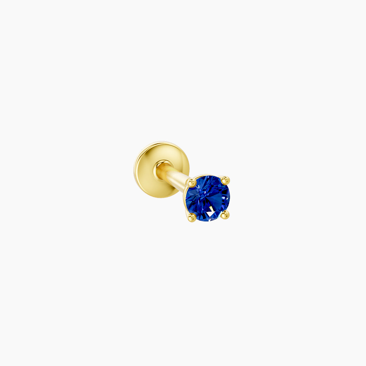 Nut | 18k Yellow Gold 6.5 mm 2.5 mm Round Sapphire Piercing