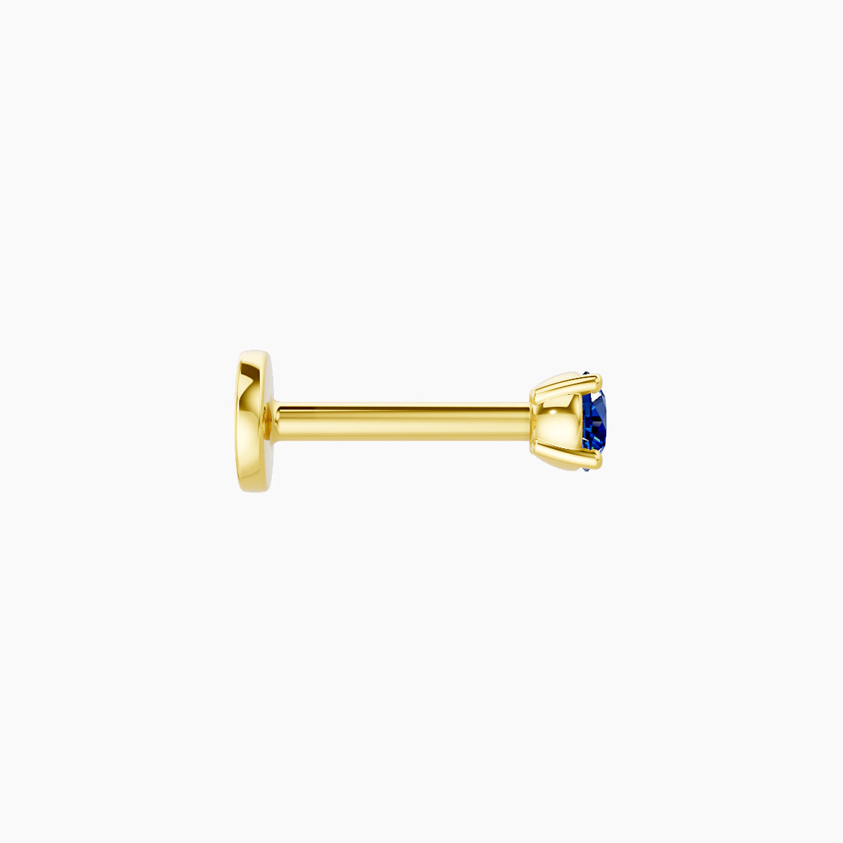 Nut | 18k Yellow Gold 6.5 mm 2.5 mm Round Sapphire Piercing