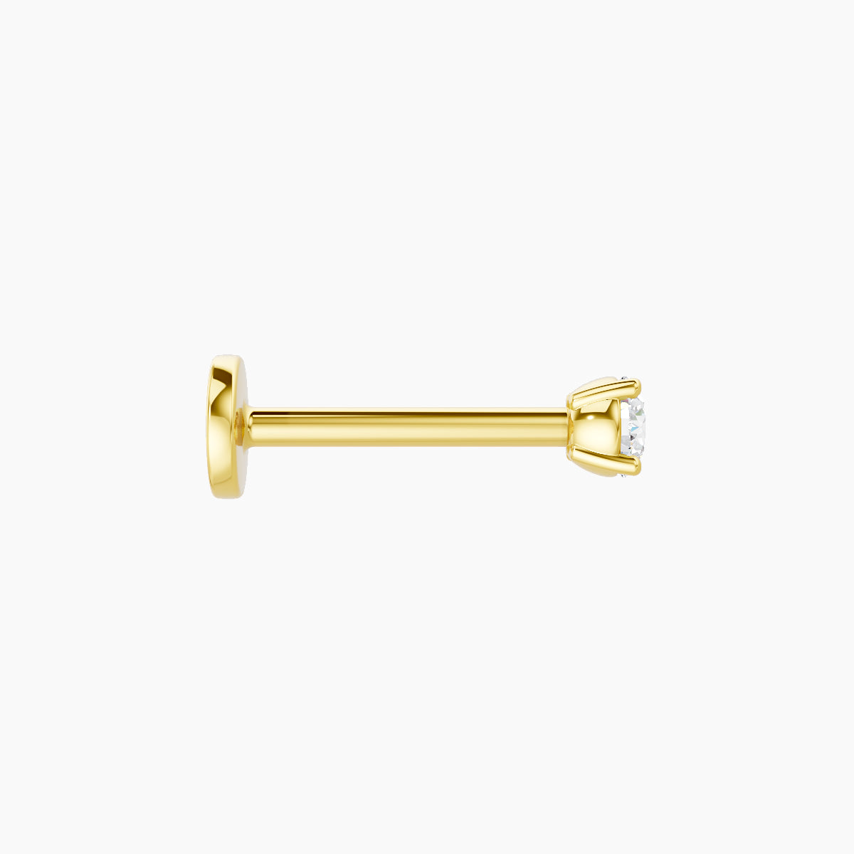 Nut | 18k Yellow Gold 2.5 mm 8 mm Round Diamond Nose Piercing