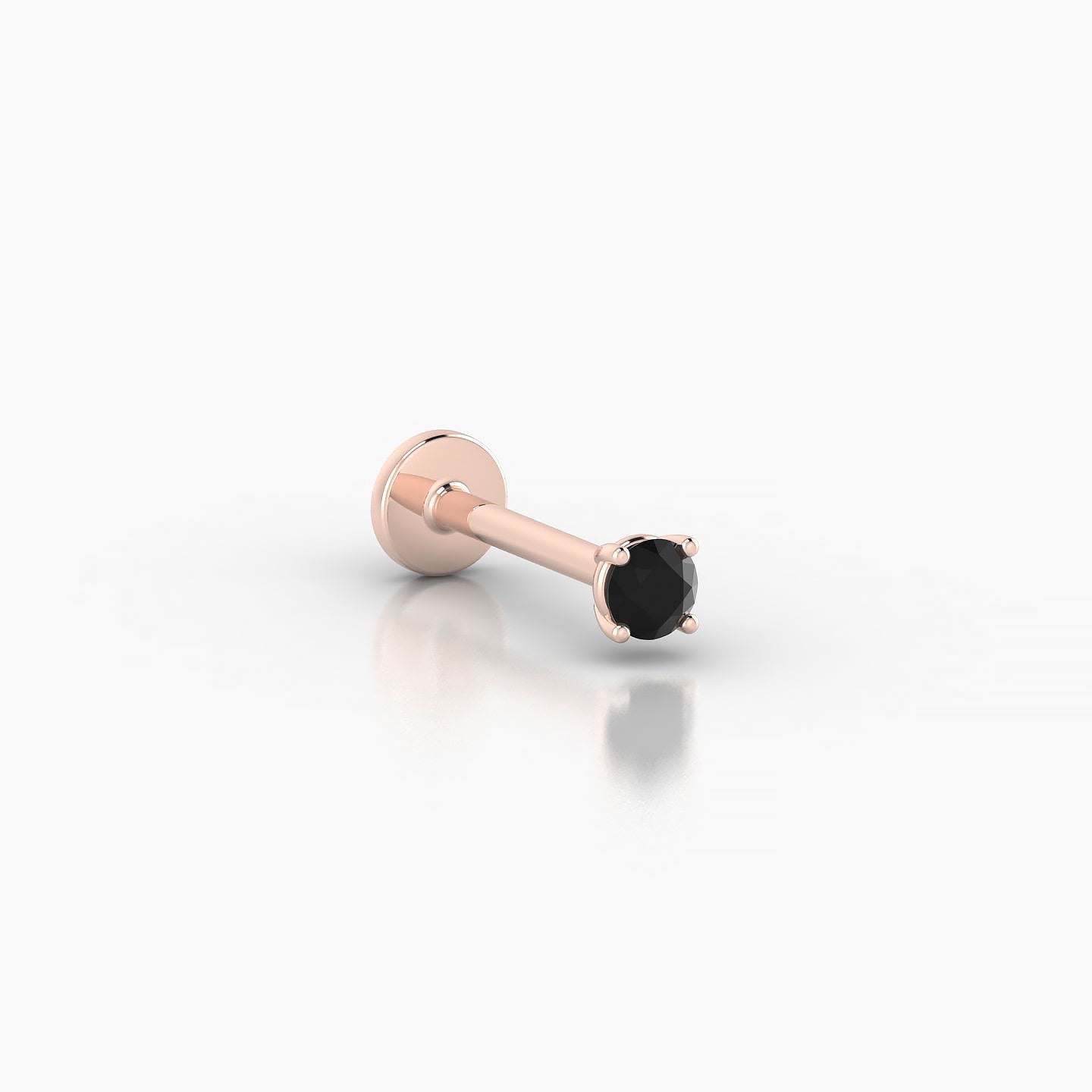 Nut | 18k Rose Gold 8 mm 2.5 mm Round Black Diamond Nostril Piercing