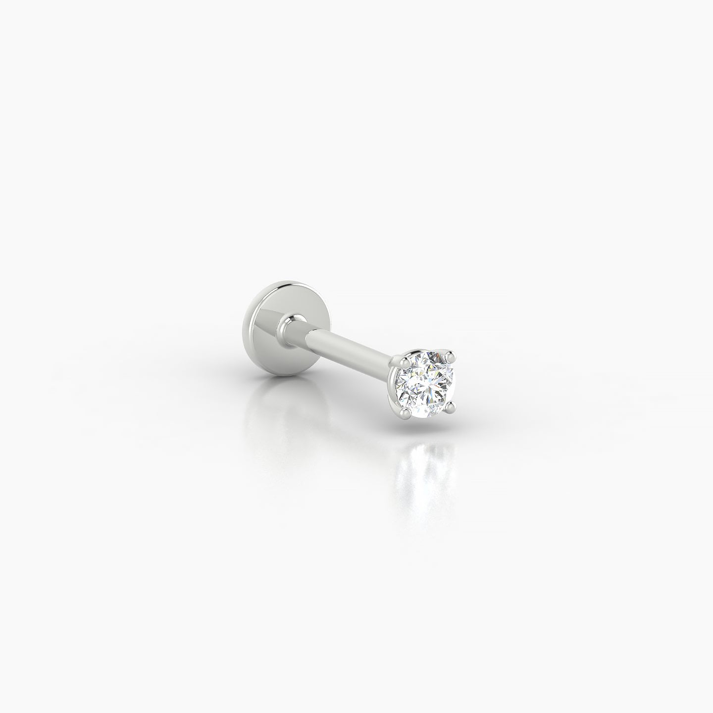 Nut | 18k White Gold 2.5 mm 8 mm Round Diamond Nostril Piercing