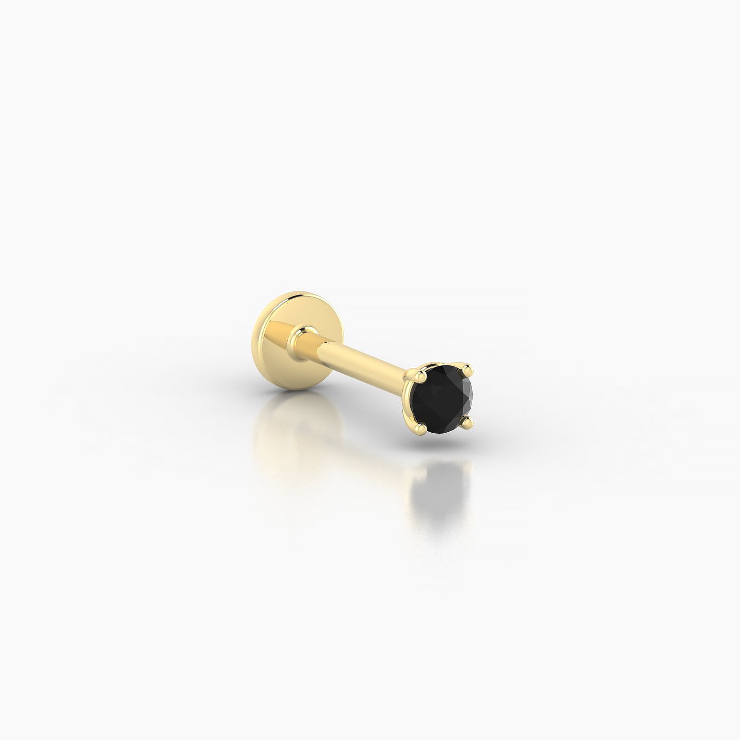 Nut | 18k Yellow Gold 8 mm 2.5 mm Round Black Diamond Nostril Piercing