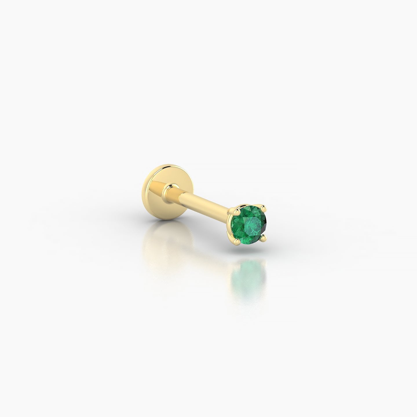 Nut | 18k Yellow Gold 8 mm 2.5 mm Round Emerald Nostril Piercing