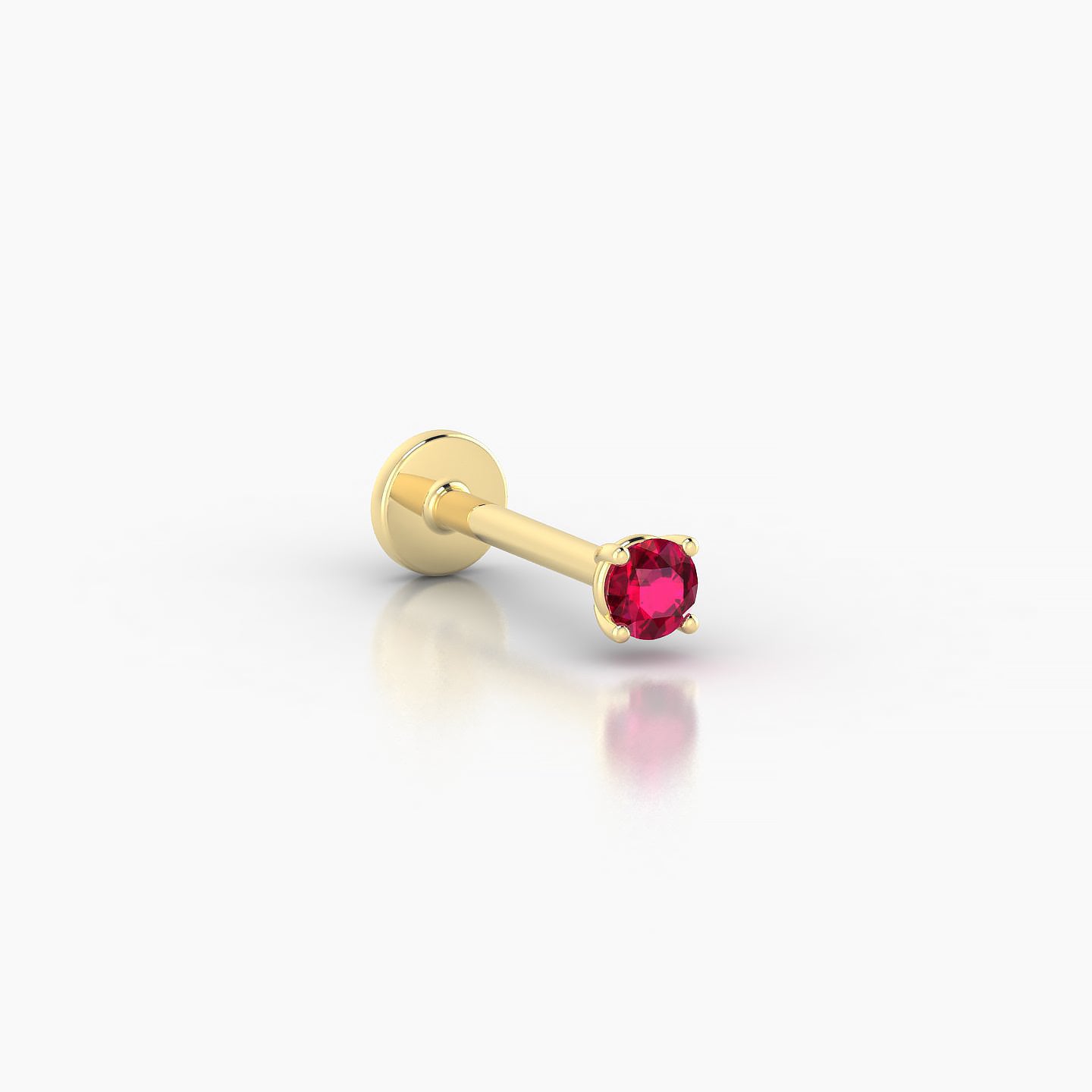 Nut | 18k Yellow Gold 8 mm 2.5 mm Round Ruby Nostril Piercing