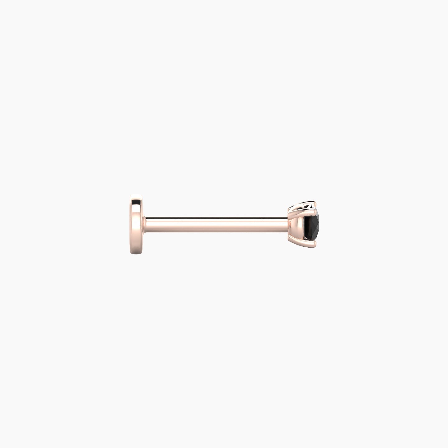 Nut | 18k Rose Gold 8 mm 2.5 mm Round Black Diamond Nostril Piercing