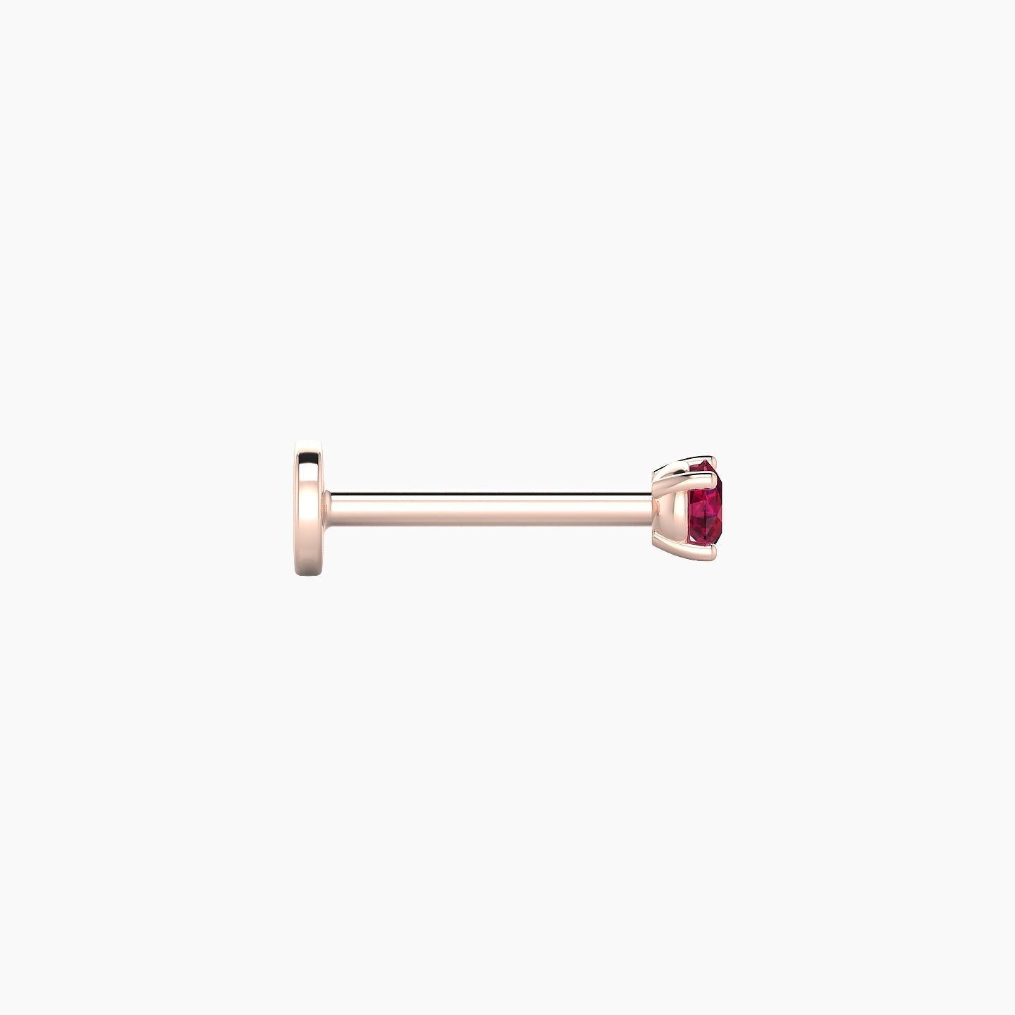 Nut | 18k Rose Gold 8 mm 2.5 mm Round Ruby Nostril Piercing