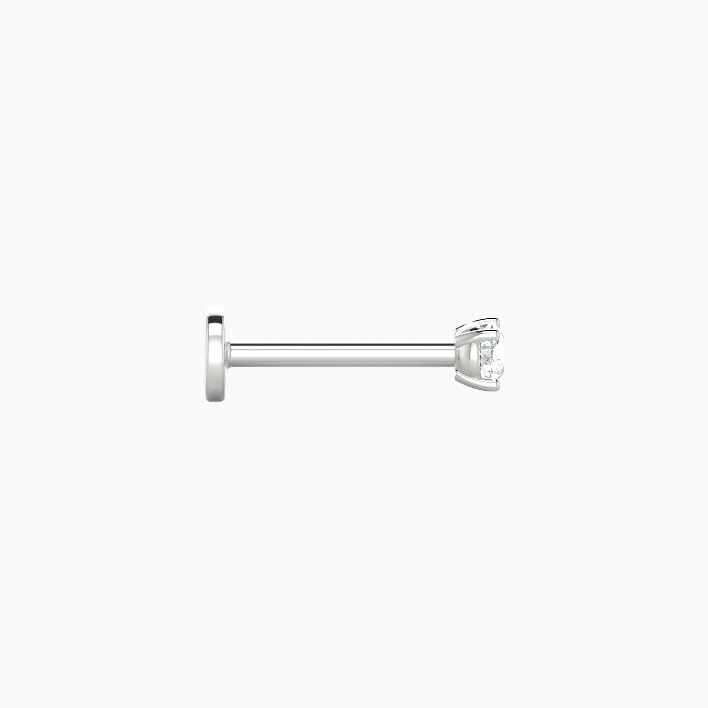 Nut | 18k White Gold 2.5 mm 8 mm Round Diamond Nostril Piercing