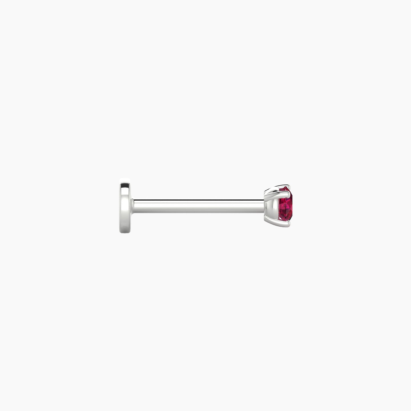 Nut | 18k White Gold 8 mm 2.5 mm Round Ruby Nostril Piercing